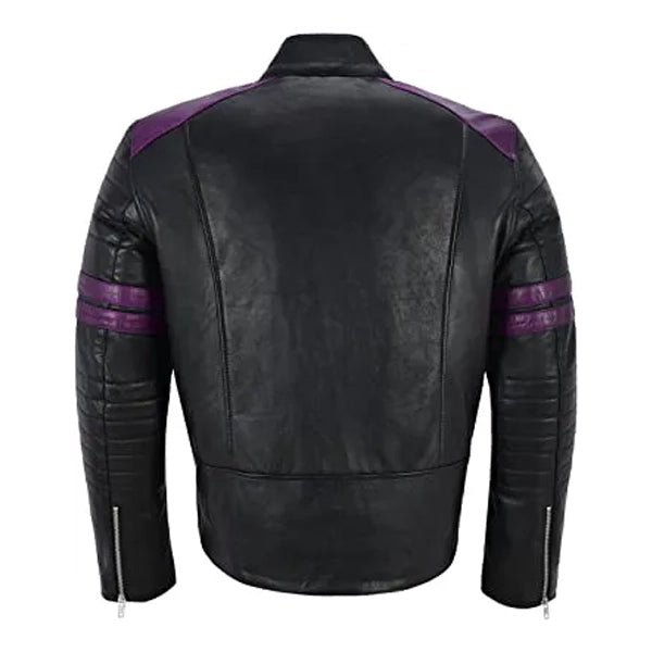 Fight Club Black and Purple Leather Jacket