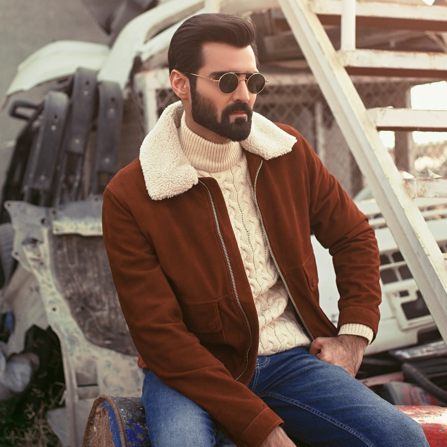 Aspen Suede Sherpa Collar Jacket