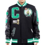 Boston Celtics Mash Up Black Varsity Jacket