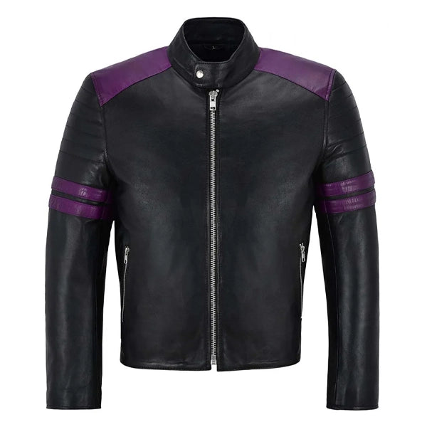 Fight Club Black and Purple Leather Jacket