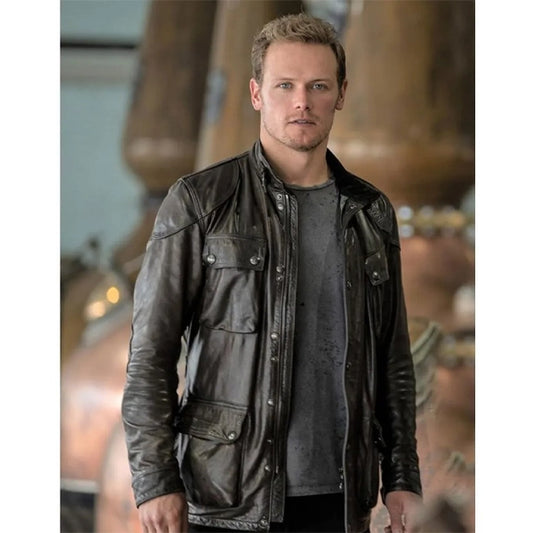 Sam Heughan Highlander Black Utility Leather Jacket